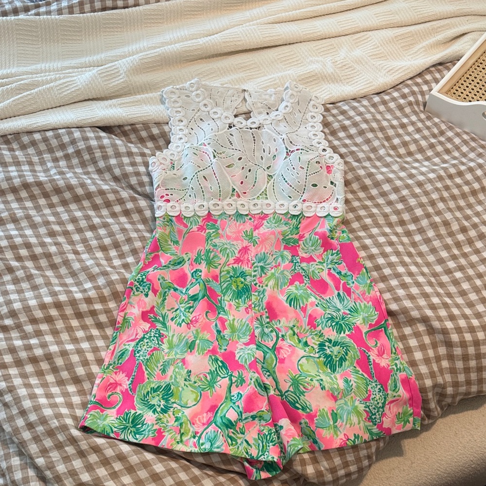 Lilly Pulitzer Pink and Green Lace Romper